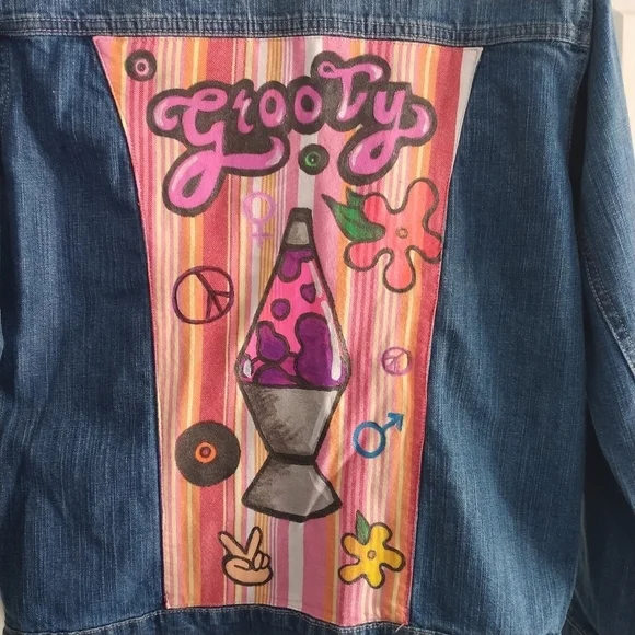 American Rhino Groovy Lava Lamp Denim Jacket S - Picture 6 of 8
